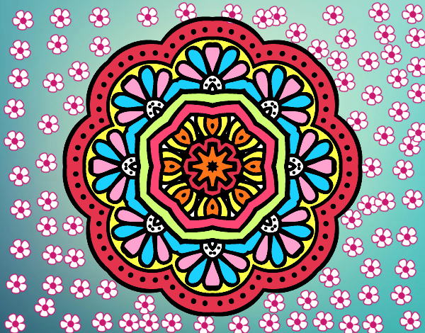 Dibujo Mandala mosaico modernista pintado por macath