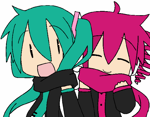 Miku y Len con bufanda