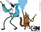 Dibujo Mordecai y Rigby pintado por keilan