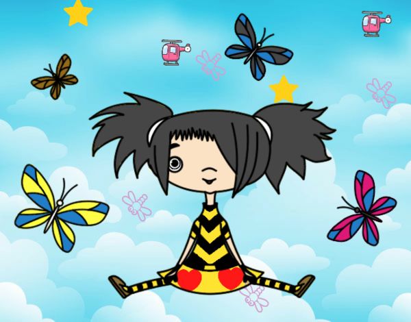 Niña con mariposas