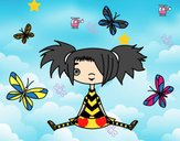 Niña con mariposas