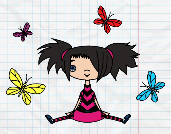 Niña con mariposas