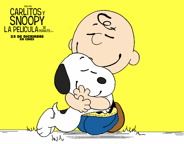 Snoopy y Carlitos abrazados