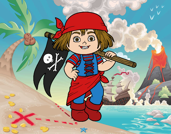 Dibujo Una niña pirata pintado por queyla