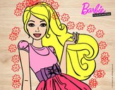 Dibujo Barbie con su vestido con lazo pintado por nido