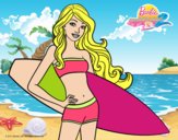 Barbie con tabla de surf