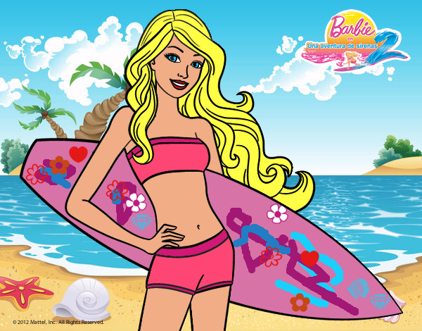 Barbie con tabla de surf