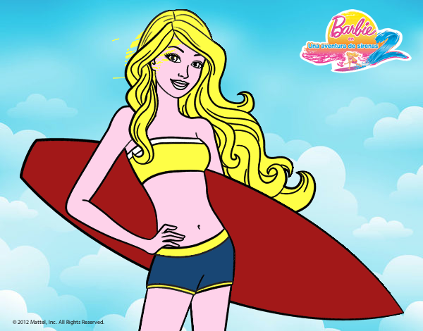 Barbie con tabla de surf