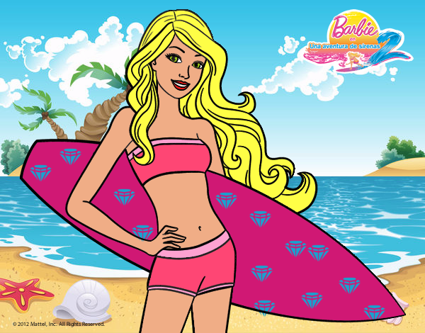 Barbie con tabla de surf