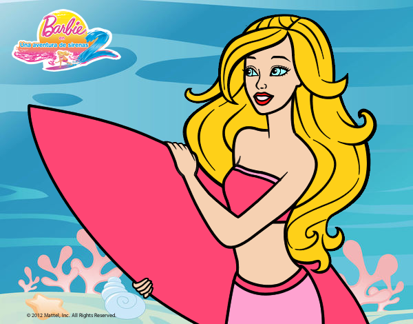 Dibujo Barbie va a surfear pintado por gabimirand