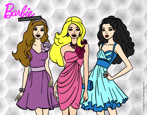 Dibujo Barbie y sus amigas vestidas de fiesta pintado por DiamondB