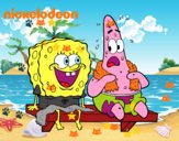 Bob Esponja y Patricio en bañador