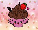 Cupcake kawaii con fresa