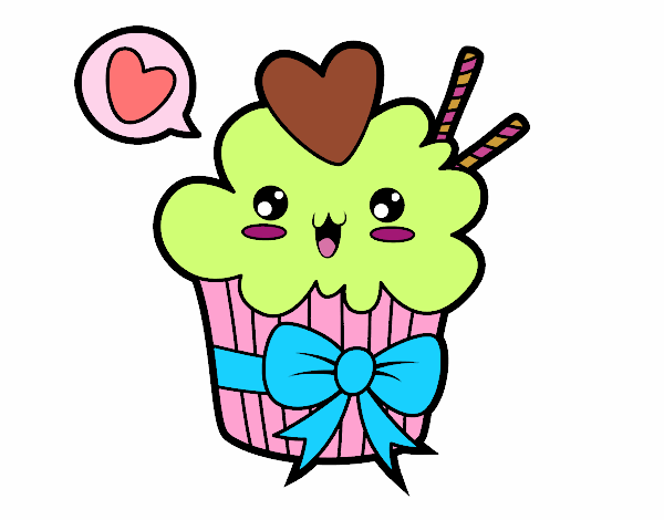 Cupcake kawaii con lazo