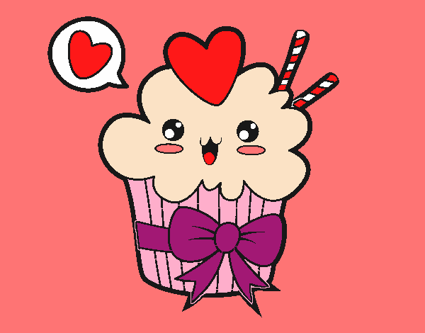 Cupcake kawaii con lazo