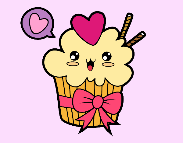 Cupcake kawaii con lazo