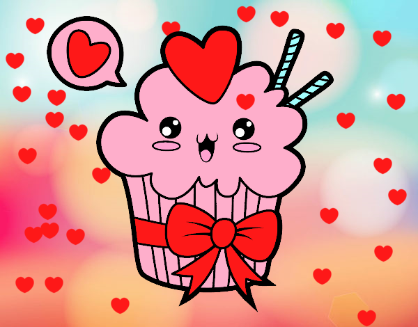 Cupcake kawaii con lazo