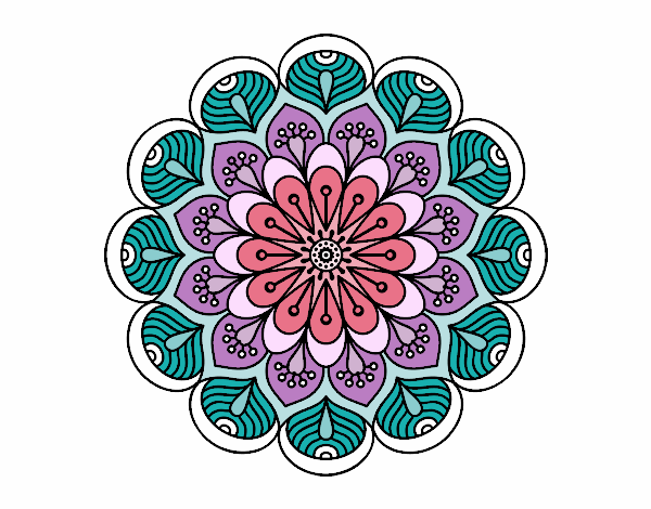 Dibujo Mandala flor y hojas pintado por majo5737
