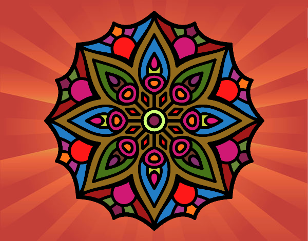 Dibujo Mandala simetría sencilla pintado por juanitonit