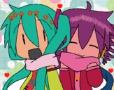 Miku y Len con bufanda