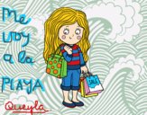 Dibujo Niña con compras de verano pintado por queyla