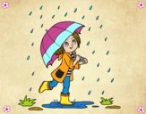 Dibujo Niña con paraguas bajo la lluvia pintado por 2530