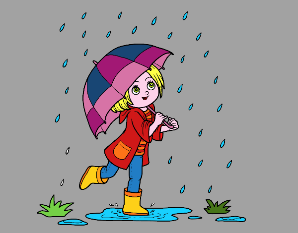 Dibujo Niña con paraguas bajo la lluvia pintado por Guadag