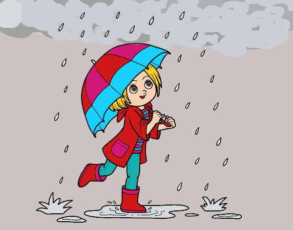 Dibujo Niña con paraguas bajo la lluvia pintado por queyla