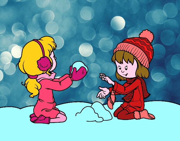 Niñas jugando con la nieve