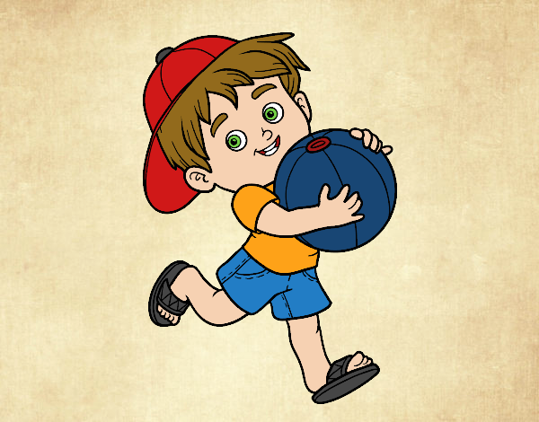 Dibujo Niño jugando con balón de playa pintado por DiamondB