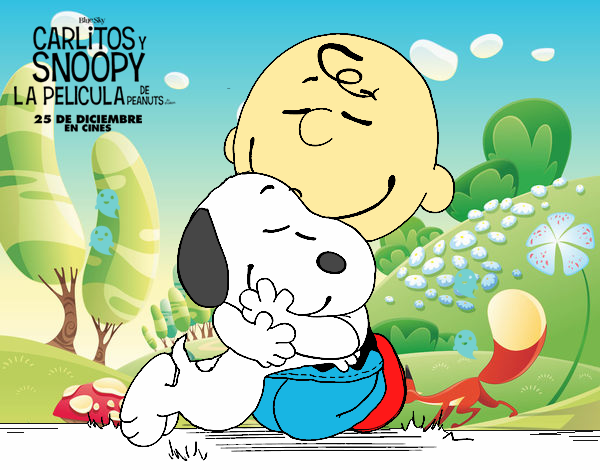 Snoopy y Carlitos abrazados