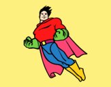 Dibujo Superman volando pintado por zhaucor