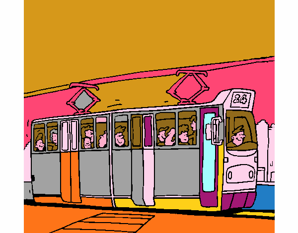 Tranvía con pasajeros