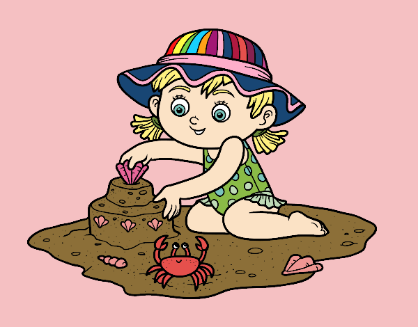Dibujo Una niña jugando en la playa pintado por DiamondB