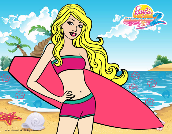 Barbie con tabla de surf