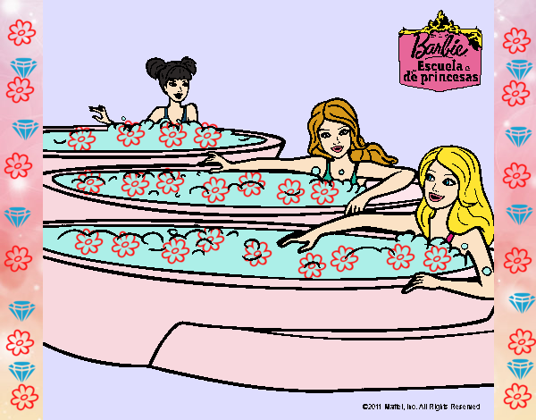 Barbie y sus amigas en el jacuzzi