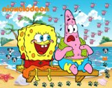 Bob Esponja y Patricio en bañador