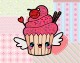 Cupcake kawaii con cereza