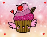 Cupcake kawaii con cereza