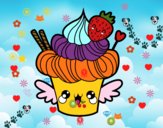 Cupcake kawaii con fresa