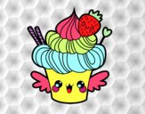 Cupcake kawaii con fresa