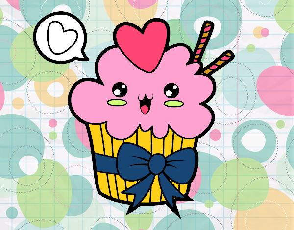 Cupcake kawaii con lazo