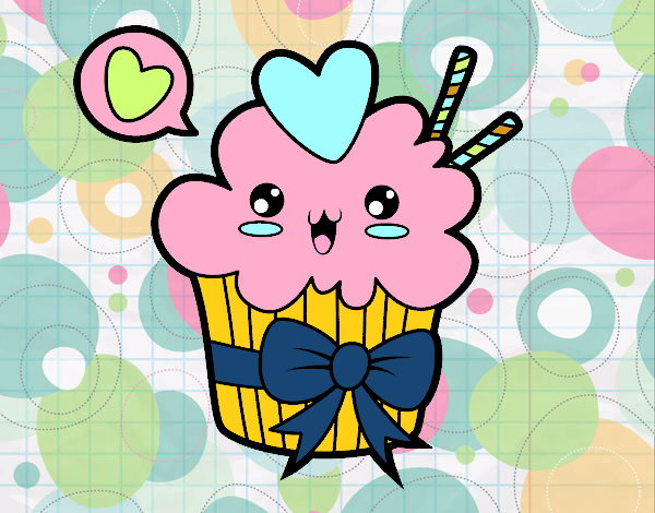 Cupcake kawaii con lazo