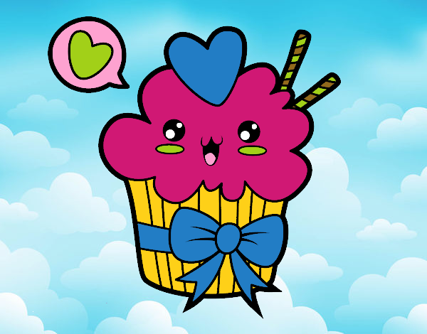 Cupcake kawaii con lazo