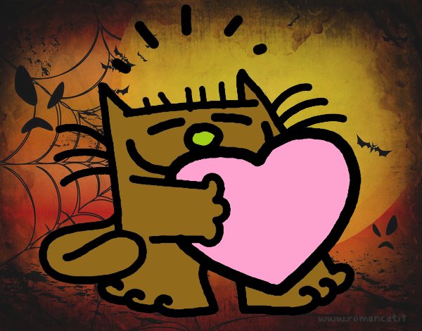 Dibujo El gato y el corazón pintado por mnelamb