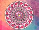 Dibujo Mandala flor con círculos pintado por meibol