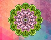 Dibujo Mandala flor y hojas pintado por meibol