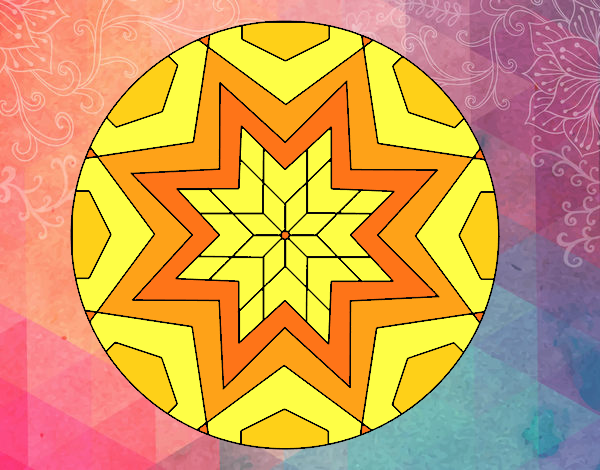Dibujo Mandala mosaico estrella pintado por meibol
