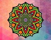 Dibujo Mandala simetría sencilla pintado por meibol