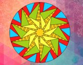 Dibujo Mandala sol triangular pintado por meibol